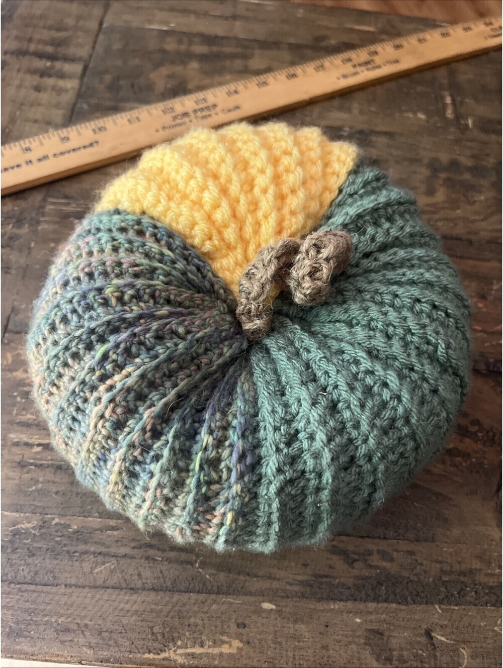 Handmade Crochet Pumpkin Plush Fall Decor Stuffed Autumn Decoration Variegated